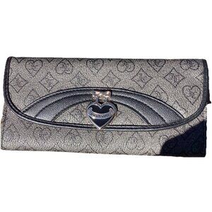 Juicy Couture Liquorice Precious Moments Single Gusset Flap Clutch Wallet Heart